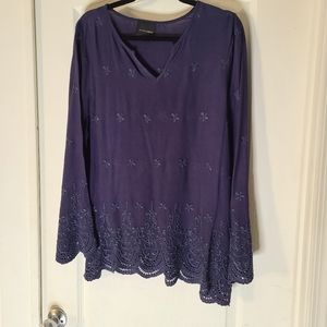 Liv Los Angeles black Rayon blouse with embroidery Size XL